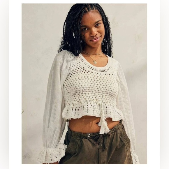 Free People Megan Crochet Top White NWT - Picture 4 of 6